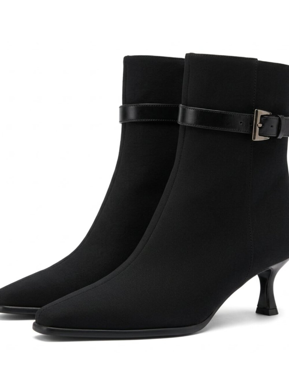 Stuart Weitzman Gore-Tex Black Ankle Booties Pointed Toe Kitten Heel 8B 74316